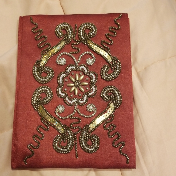 New Handcrafted Beaded/Sequin Lined Burgundy Journal - Picture 2 of 8